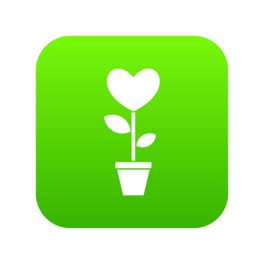 Kalp çiçek bir pot simgesi dijital yeşil
