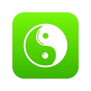 Yin yang sembolü Taoizm yeşil simge vektör