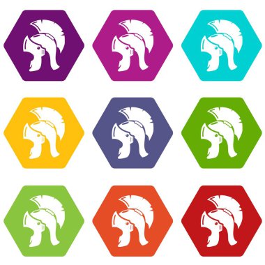 9 vektör Roma kask Icons set