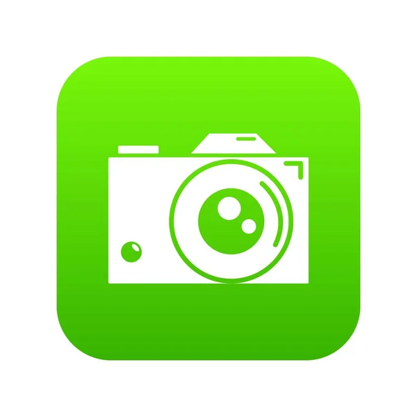 Icono de cámara retro vector verde — Vector de stock