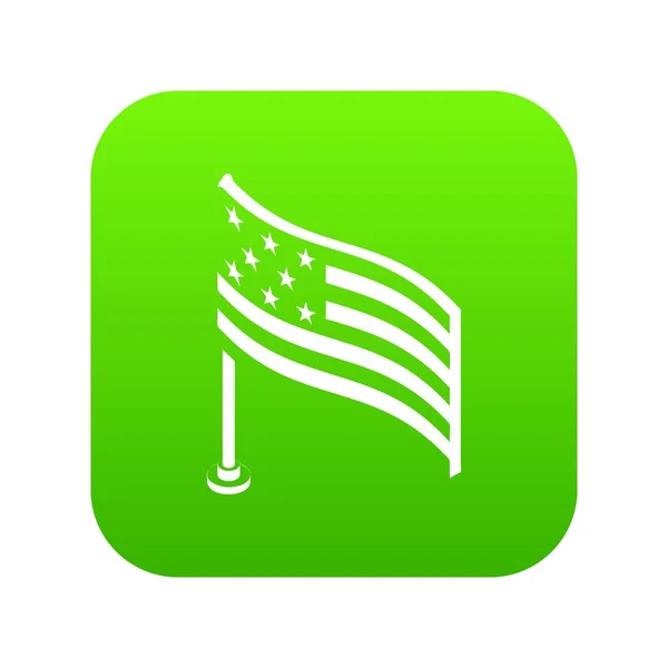 Amerikan bayrağı simgesi yeşil vektör — Stok Vektör
