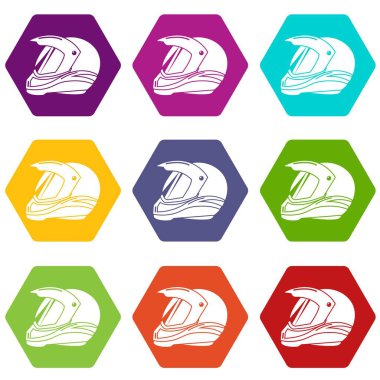 9 vektör simgeler yarış motosiklet kask ayarla