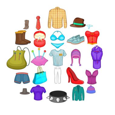 Korse Icons set, karikatür tarzı