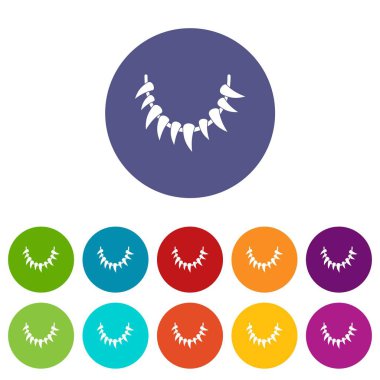 Diş kolye simgeler kümesi vektör renk