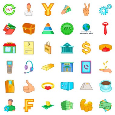 Icons set kredilendirme, karikatür tarzı