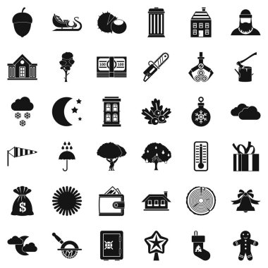 Banliyö Icons set, basit tarzı