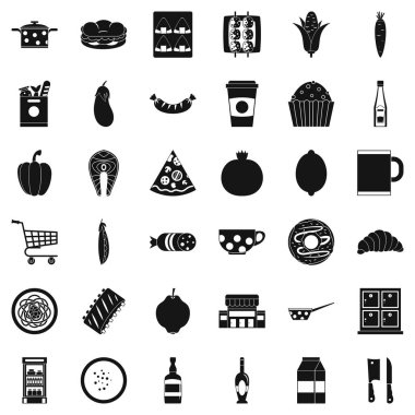 Hafif kahvaltı Icons set, basit tarzı