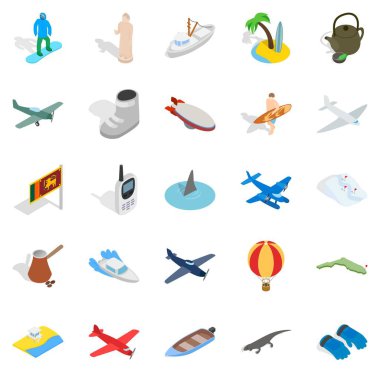 Hayat deneyimi Icons set, izometrik stili