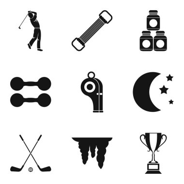 Golf Icons set, basit tarzı oyun