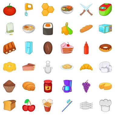 Yenilebilir Icons set, karikatür tarzı