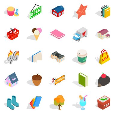 Dostu aile Icons set, izometrik stili