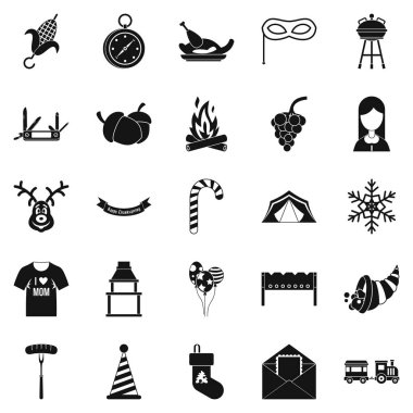 Aile birleşimi Icons set, basit tarzı