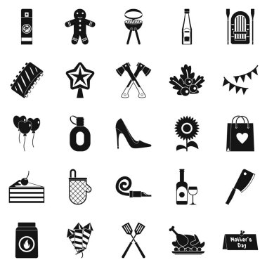 Aile hafta sonu Icons set, basit tarzı