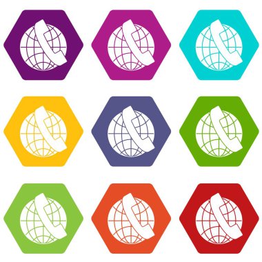 Renk altı yüzlü yakışıklı ve küre simgesi ayarla