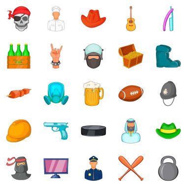 En iyi baba Icons set, karikatür tarzı