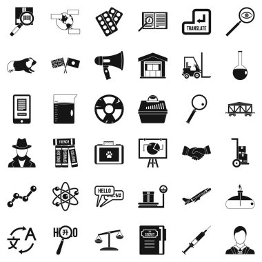 Bilimsel cihazlar Icons set, basit tarzı