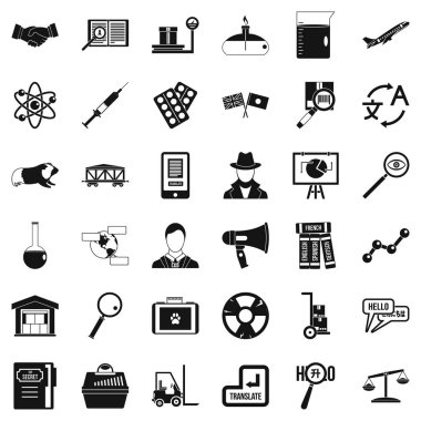 Bilimsel yaklaşım Icons set, basit tarzı