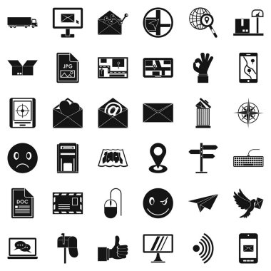 E-posta listesi Icons set, basit tarzı