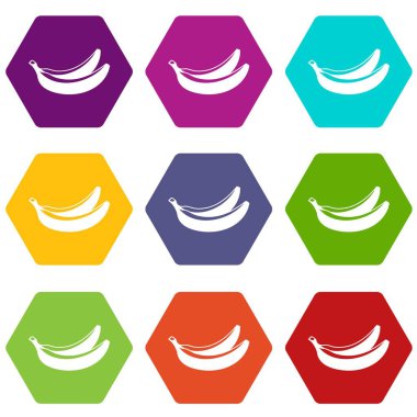 Renk altı yüzlü muz Icon set