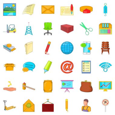 Posta iletişim Icons set, karikatür tarzı