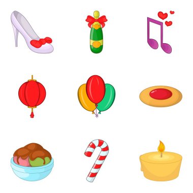 Mutlu Icons set, karikatür tarzı