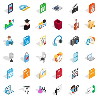 Modern Postane Icons set, izometrik stili