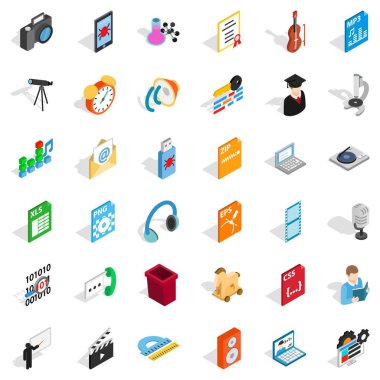 Posta ekipman Icons set, izometrik stili