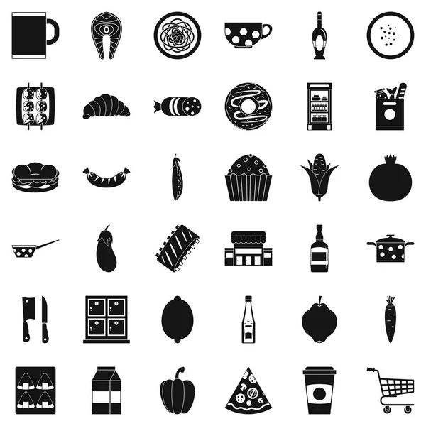 Official dinner icons set, simple style — Stock Vector