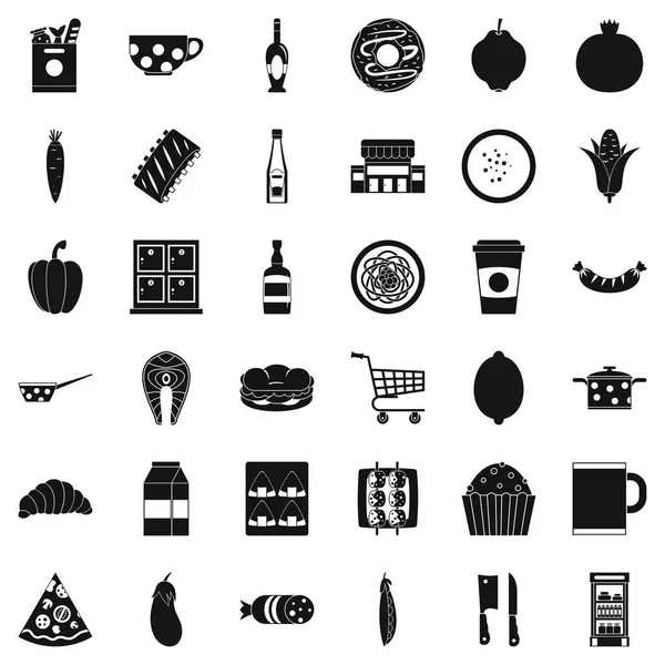 Resmi yemeğin Icons set, basit tarzı