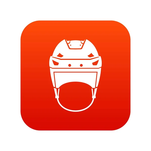 Hockey casco icono digital rojo — Vector de stock