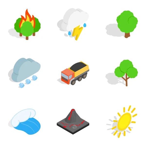 Gas environment icons set, isometric style — Stock Vector