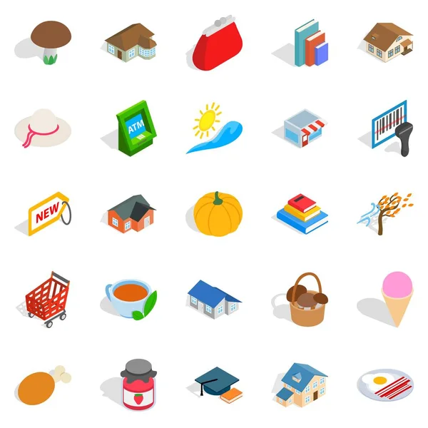Aile tatili Icons set, izometrik stili