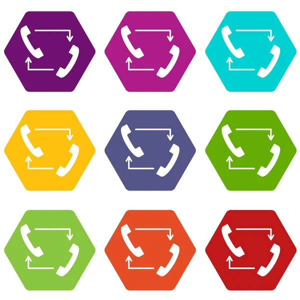 Telefoner med pilar ikonen Ange färg hexahedron — Stock vektor