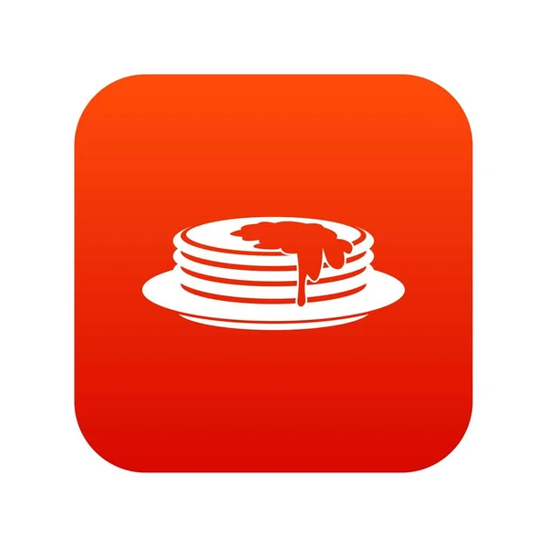Icono de tortitas rojo digital — Vector de stock