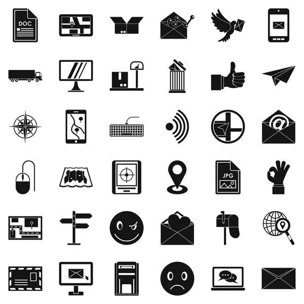 Ensemble d'icônes de code postal, style simple — Image vectorielle