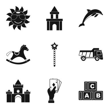 Çocukluk Icons set, basit tarzı zevk