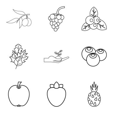 Üretmek yemek Icons set, anahat stili