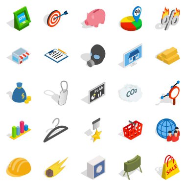 Yorum Icons set, izometrik stili