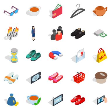 İşkadını Icons set, izometrik stili