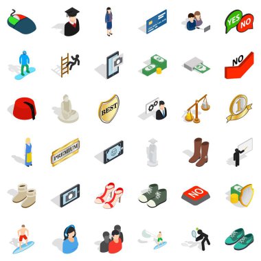 Yetkili Icons set, izometrik stili