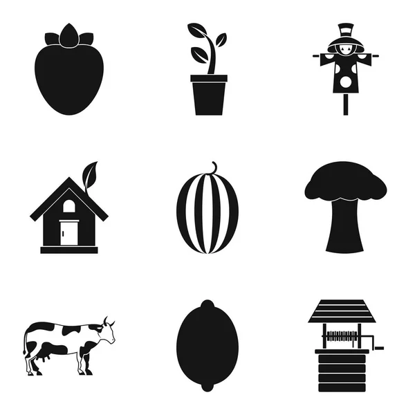 Conjunto de iconos de comida beneficiosa, estilo simple — Vector de stock
