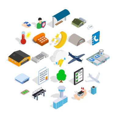 Askeri Havacılık Icons set, izometrik stili