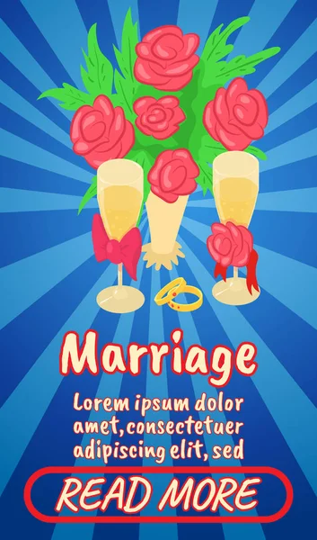 Házasság fogalmát banner, képregény izometrikus stílus — Stock Vector