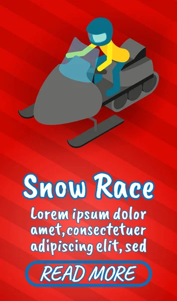 Banner concepto carrera de nieve, cómic estilo isométrico — Archivo Imágenes Vectoriales