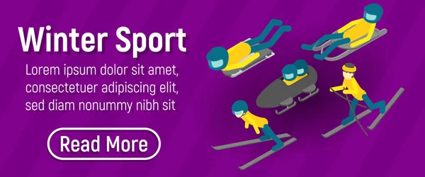 Wintersport-Konzept Banner, isometrischer Stil — Stockvektor