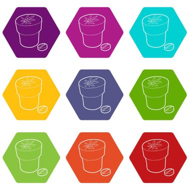 9 vektör tıbbi esrar şişe ve tablet Icons set