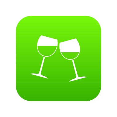 İki şarap kadehi simgesi dijital yeşil