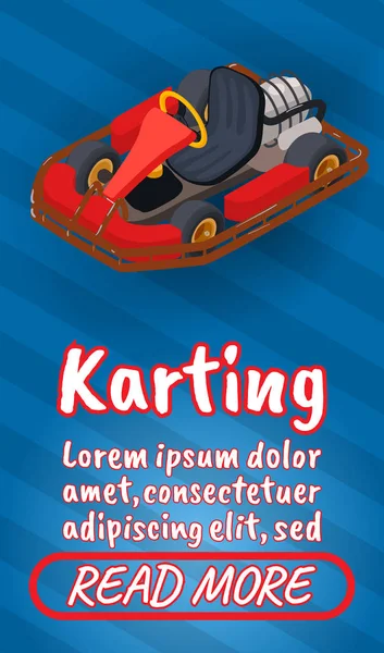 Karting concept banner, comics isometric style — Stock Vector