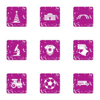 Çocuk simgeler kümesi, grunge tarzı için sağlamak