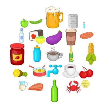 Icons set, karikatür tarzı jam